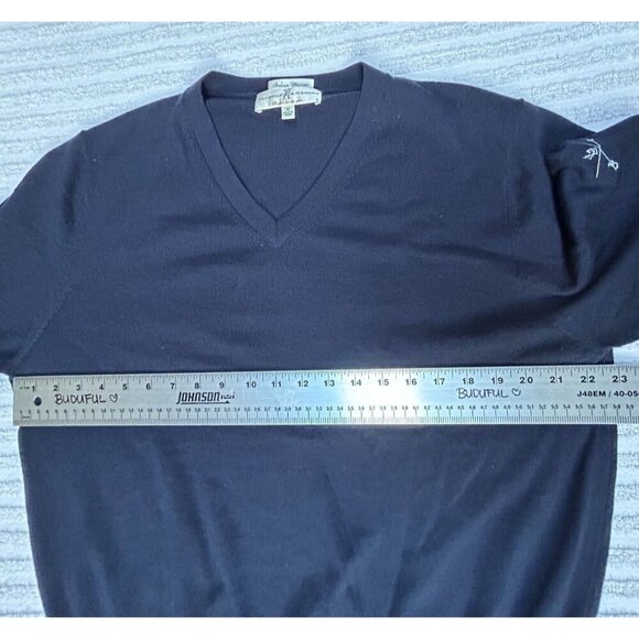 Fairway & Greens Mens Italian Merino Pullover V-Neck Golf Sweater Medium Navy - Picture 5 of 9